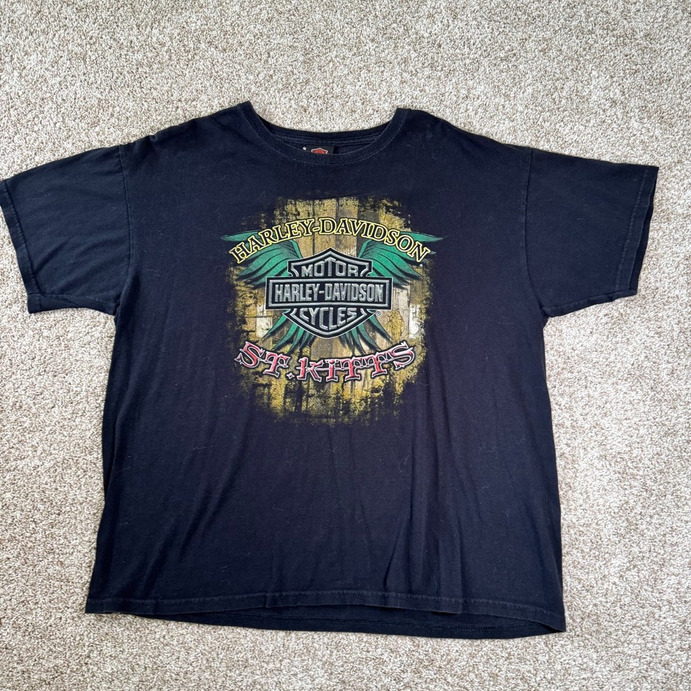 Harley-Davidson St. Kitts Graphic T-Shirt Mens XL Black Great Dane Productions